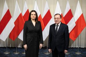 Spotkanie ministra Mariusza Kamińskiego ze Swiatłaną Cichanouską, liderką demokratycznej opozycji na Białorusi